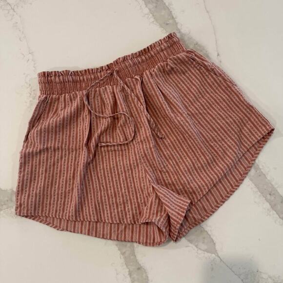 Wild Fable High Rise Pink Stripe Pull On Shorts Womens Medium Pockets Drawstring - Picture 1 of 6